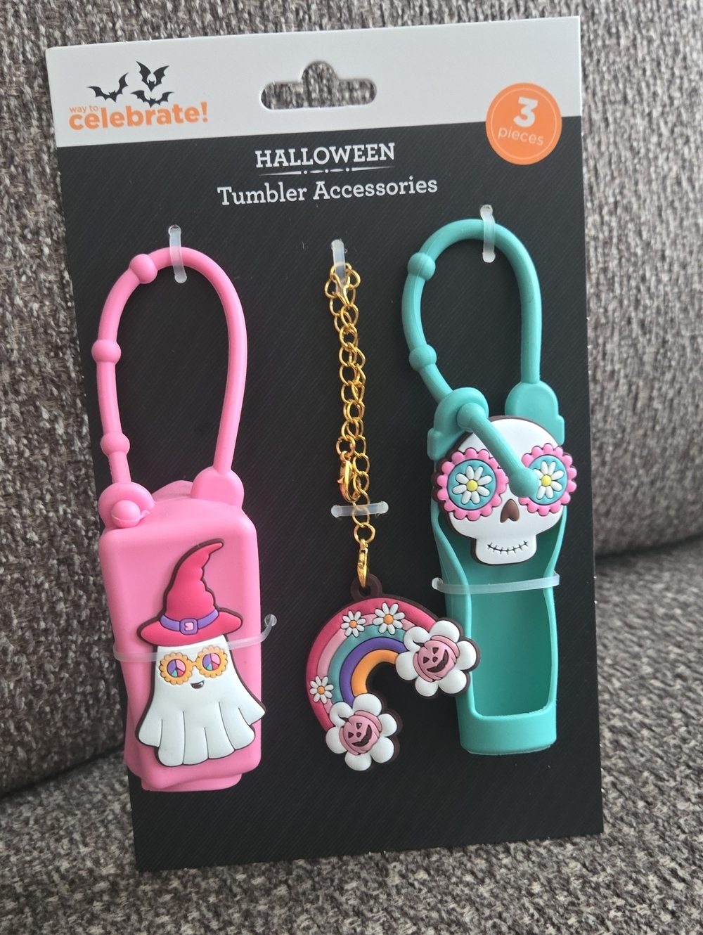 Celebrate! Kids Halloween Tumbler Accessories - Pink & Teal (3-Pack)